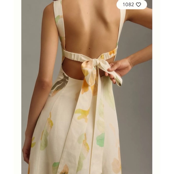 Acler Floral Midi Dress in Cream and Yellow - Picture 3 of 8
